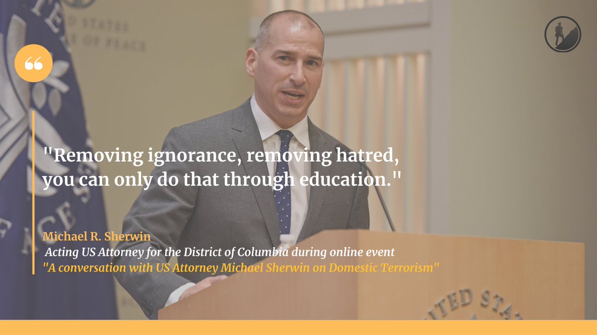 'Removing #ignorance, removing #hatred, you can only do that through #education' - Michael R. Sherwin during our live event about Domestic Terrorism 
#domesticterrorism #counterterrorism #education #empower  #fightforhumanrights #buildingpeace  #inspirationalquote #quoteoftheday