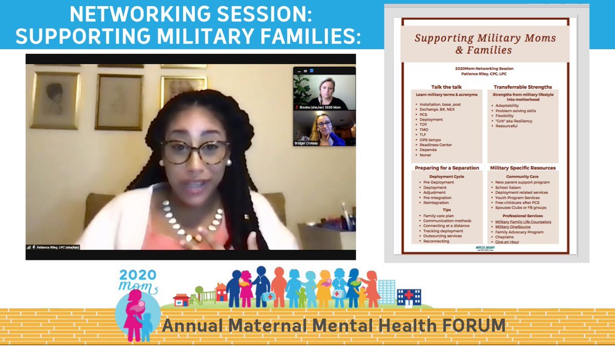 PolicyCenterMMH's tweet photo. During an intimate networking session, Patience Riley, CPC, LPC discussed strategies to support military families before, during and after deployment as well as the unique challenges they face.
#2021Reset #MMHFORUM2021 https://t.co/koncOZRn6T