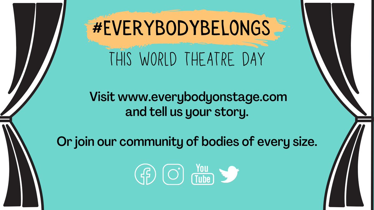 everybody_stage's tweet photo. This #WorldTheatreDay we ask that you too envision an industry where all bodies belong.

Share your story. Share this post. Change the stage. Change the world. (3/3) https://t.co/7vtDmGN1ES