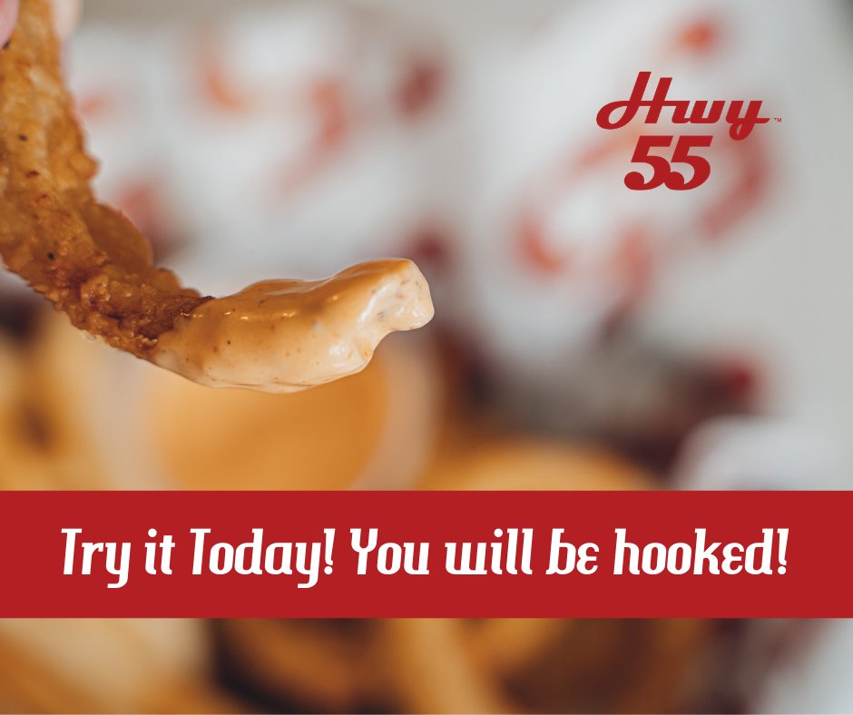 Hwy55Burgers's tweet photo. ๐ Our Hwy 55 sauce is the next big thing โโ
Donโt try a meal without dipping it in the sauce first โ๏ธ. You will be so happy ๐ you did!
๐คฃHooked Happy that is!๐
#Happierwithdip #dunkaway #dailyfries #eater #feastonthese #burgerlife #onionrings #foodaholic #FunWithFries https://t.co/5ZscpAdVNm