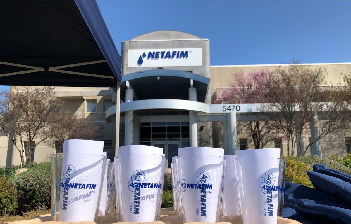 NetafimUSA's tweet photo. We enjoyed celebrating our employees with a drive-thru event this past week to continue our 40th Anniversary celebration. We are the global leader in irrigation because each of you. Cheers, we celebrate you! #NetafimUSAturns40 #40yrsandgrowing #outstandinginourfield #cheers https://t.co/WuMXbKRRnG