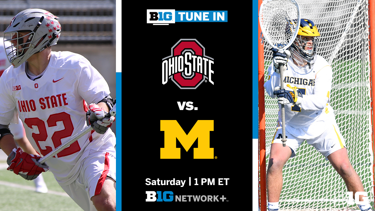 B1GLacrosse's tweet photo. 🔥 #B1G TUNE IN
🥍  #B1GMLax
@OhioStateMLAX  🆚 @UMichLacrosse
📅 Saturday, March 27
⏰ Game at 1 PM ET
📺 Big Ten Network+ https://t.co/5f7Cbofd3k