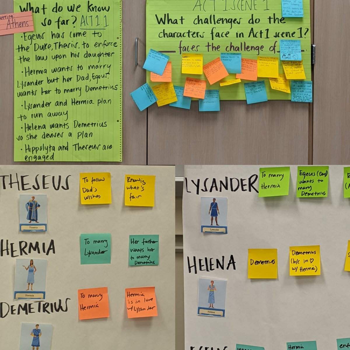 emytomita's tweet photo. Great anchor charts & sentence stems & KUBS & #ExitTickets in @MrsMcCraw2020 5th grade class about @Amplify #MidsummerNights #Shakespeare @Hill_AISD Love that she left tracks of her class discussions on charts using sticky notes #greatideas2copy @whiteconstance1 @pearsonteaches https://t.co/mglJURK50R
