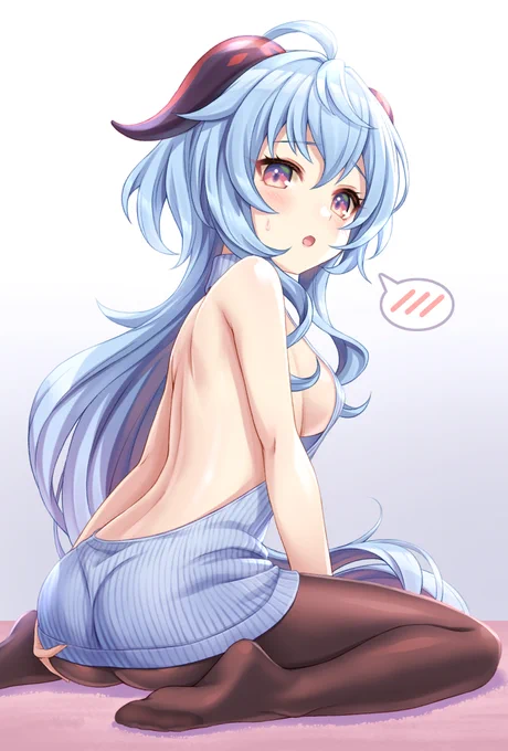 甘雨ちゃんの背中を見ていたら、着せたくなってしまった・・
#原神 