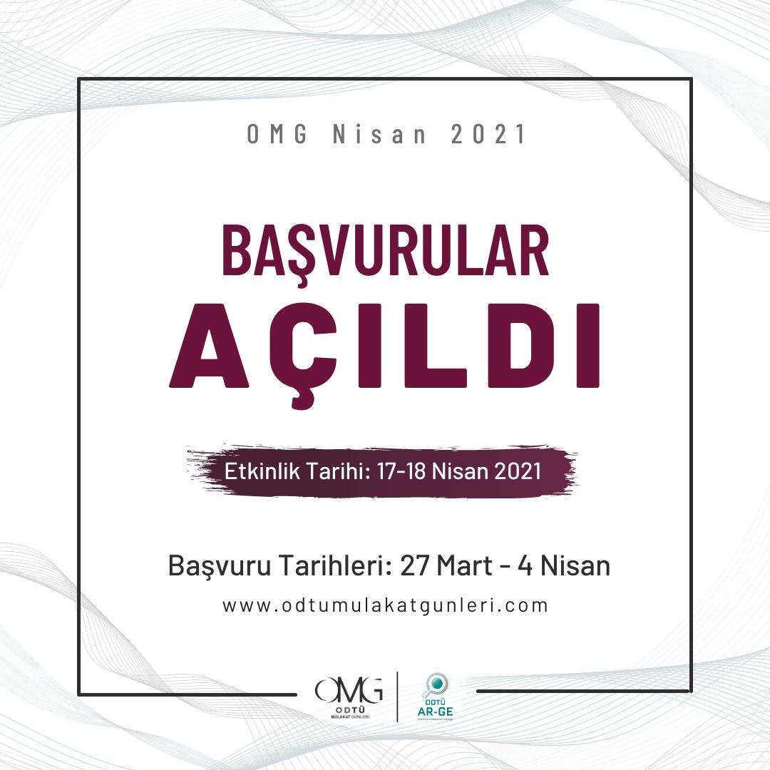 Başvurular başladı!

Sektör devi 18 firmadan istediğiniz firmanın staj/iş mülakatına girip geri bildirim alma şansını yakalamak için profilimizdeki linke tıklayarak sitemizdeki başvuru formunu doldurmanız yeterli!

•Etkinliğimize sadece ODTÜ ve Bilkent öğrencileri başvurabilir.
