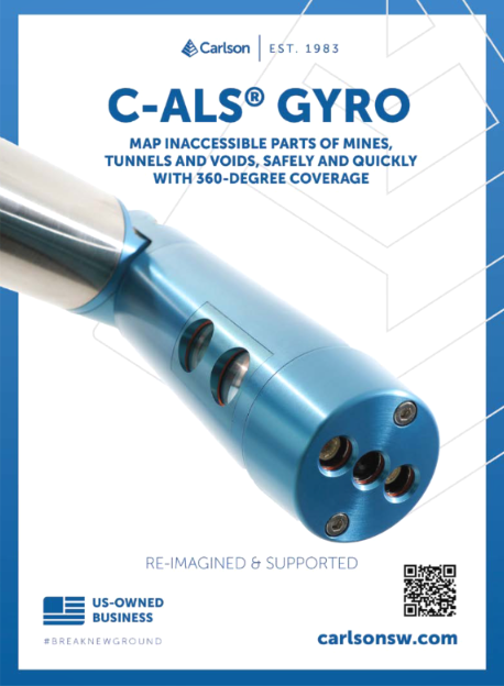 CarlsonLMD's tweet photo. 📖 Catch the C-ALS Gyro on the back of the latest issue of Engineering and Mining Journal!

📍 https://t.co/a5rH5CNJbL

Map the inaccessible safely and quickly with complete 360-degree coverage using the C-ALS Gyro.

#cals #gyro #calsgyro #mapping #scanning #cavityscan #minescan https://t.co/VteBBSoSgK
