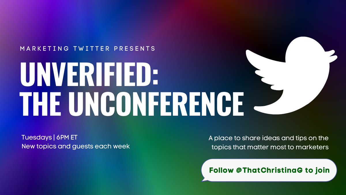 In January, I shared thoughts on my ideal Marketing Twitter conference. 

While we can hope we are able to all meet up later this year and next, I wanted to get the ball rolling with my @TwitterSpaces.

I'm excited to announce Unverified: The Unconference.