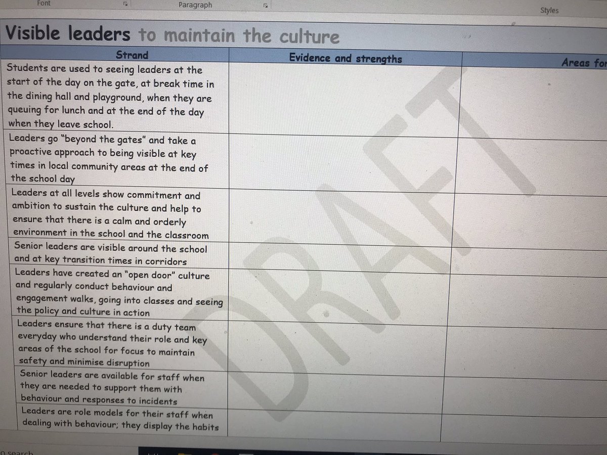 SusieBW1's tweet photo. Hoping that this new behaviour and attitudes school self evaluation works!! Still in draft but brings @tombennett71 work on culture together with the O framework. Taking a break now as it’s already 14 pages long and it’s Saturday! 👍🙂 https://t.co/Yl6XstqJiG