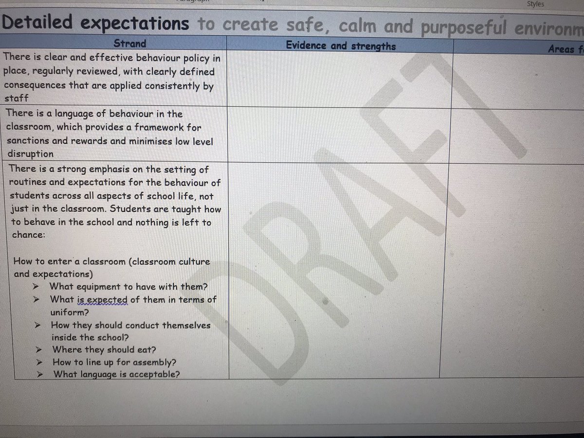 SusieBW1's tweet photo. Hoping that this new behaviour and attitudes school self evaluation works!! Still in draft but brings @tombennett71 work on culture together with the O framework. Taking a break now as it’s already 14 pages long and it’s Saturday! 👍🙂 https://t.co/Yl6XstqJiG