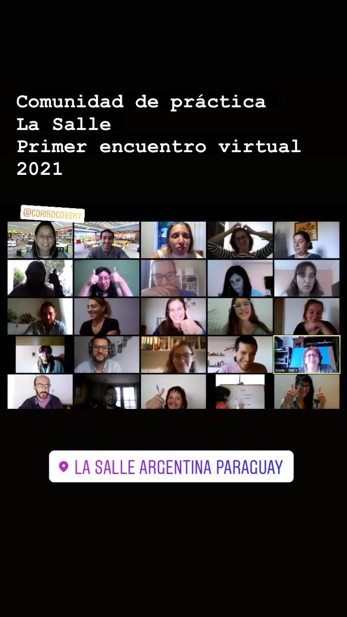 fran__chamorro's tweet photo. Arrancamos! Comunidad de prácticas La Salle - Primer encuentro virtual 2021. Nuevos miembros, nuevos desafíos 💪🏻 @corirogovsky https://t.co/1xUcUnkE0s