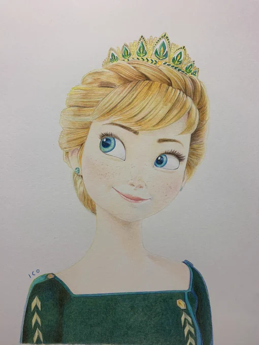 アナ 描いてみた  #アナと雪の女王 #ディズニーイラスト #模写 #色鉛筆画 #10時間