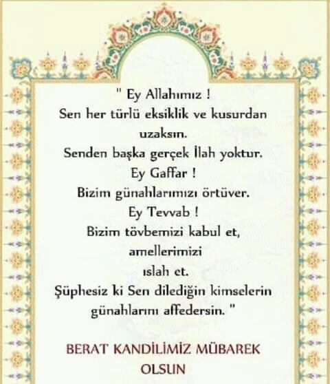 Amin inşaallah hayırlı kandiller...
#BeratKandilimiz #BeratGecesi