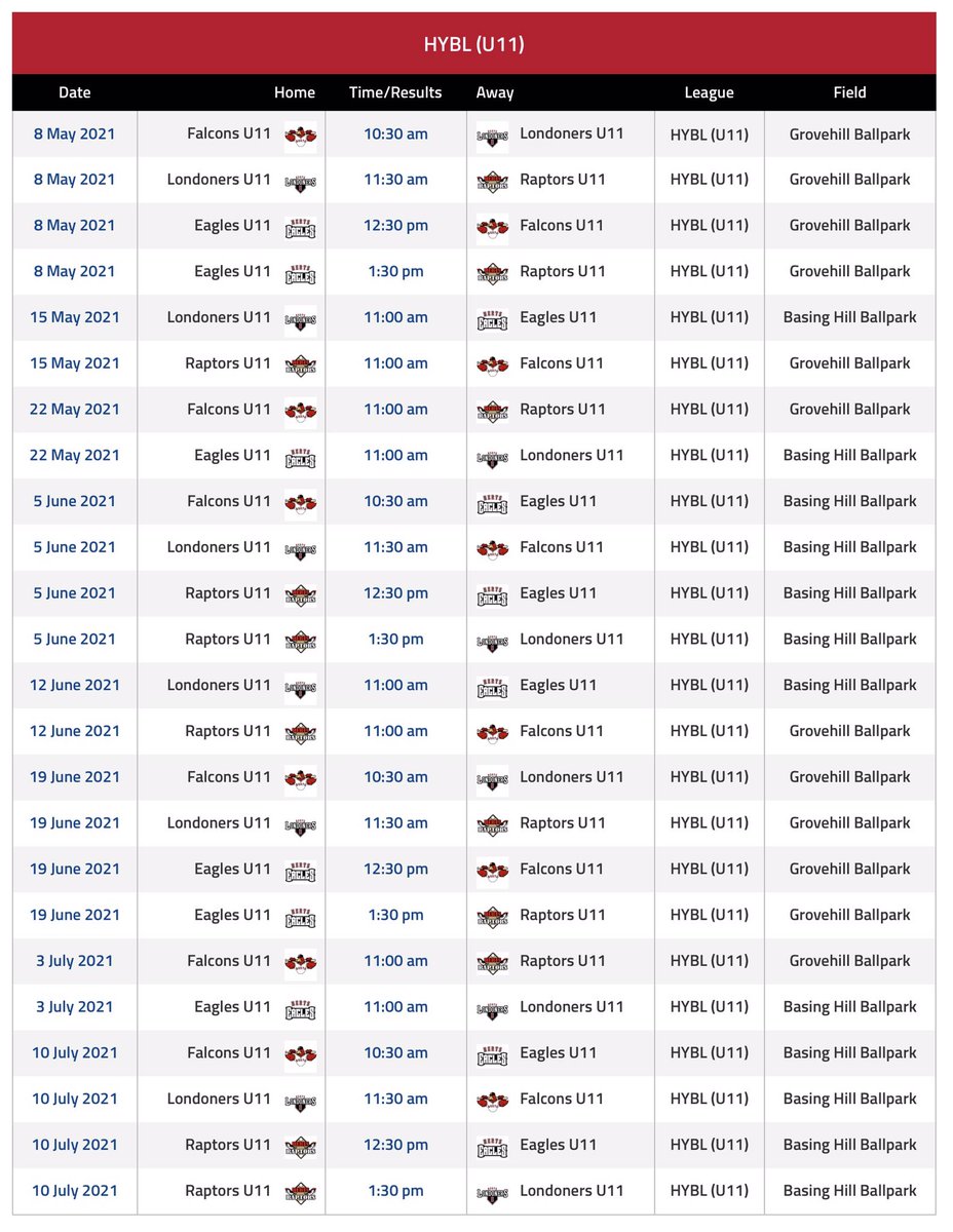 HertsBaseball's tweet photo. The schedules for the 2021 inaugural season of the Herts Youth Baseball League #HYBL were published a few days ago.

Boys and girls aged 6 to 14 in London and Hertfordshire are now registering here https://t.co/du5pAwIhp7

Anyone can come to try baseball before registering. https://t.co/7NVcsJ6InD