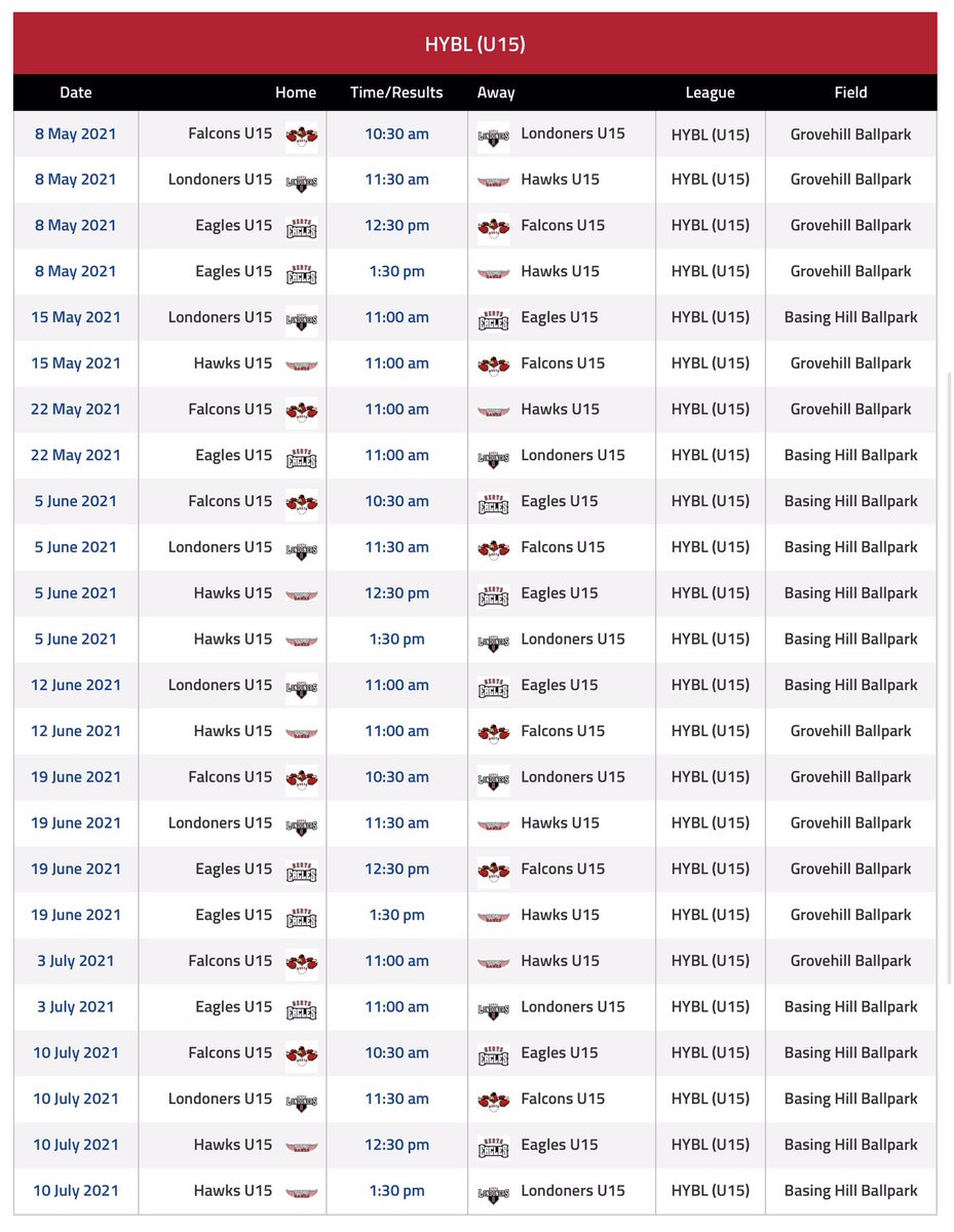 HertsBaseball's tweet photo. The schedules for the 2021 inaugural season of the Herts Youth Baseball League #HYBL were published a few days ago.

Boys and girls aged 6 to 14 in London and Hertfordshire are now registering here https://t.co/du5pAwIhp7

Anyone can come to try baseball before registering. https://t.co/7NVcsJ6InD