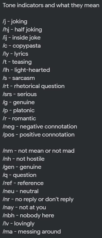 warrior of love 🌻 @singingice@mastodon.lol on Twitter: "this is the most complete tone indicator list i've seen so i thought I'd post it for yall to save and use as reference! :)