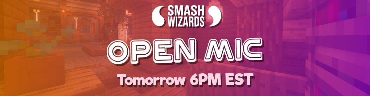 SmashWizards's tweet photo. We will be hosting an Open Mic Night on Sunday at 6:00 PM EST! We hope to see you there! 😉

▶ https://t.co/ukFTiL3OlN https://t.co/G3cnx9YGob