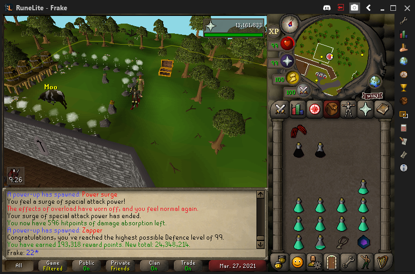 FrakeOSRS's tweet image. 99 Defence done. 21/23 from maxed.