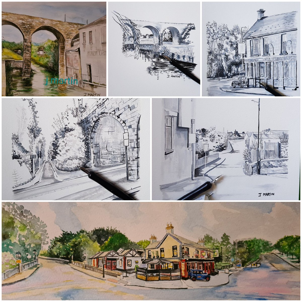 jackiemartinart's tweet photo. Milltown, Dublin in sketches #milltown #columbanus #dodder #droppingwell #watercolour #penandink https://t.co/yk9rEOXZGY