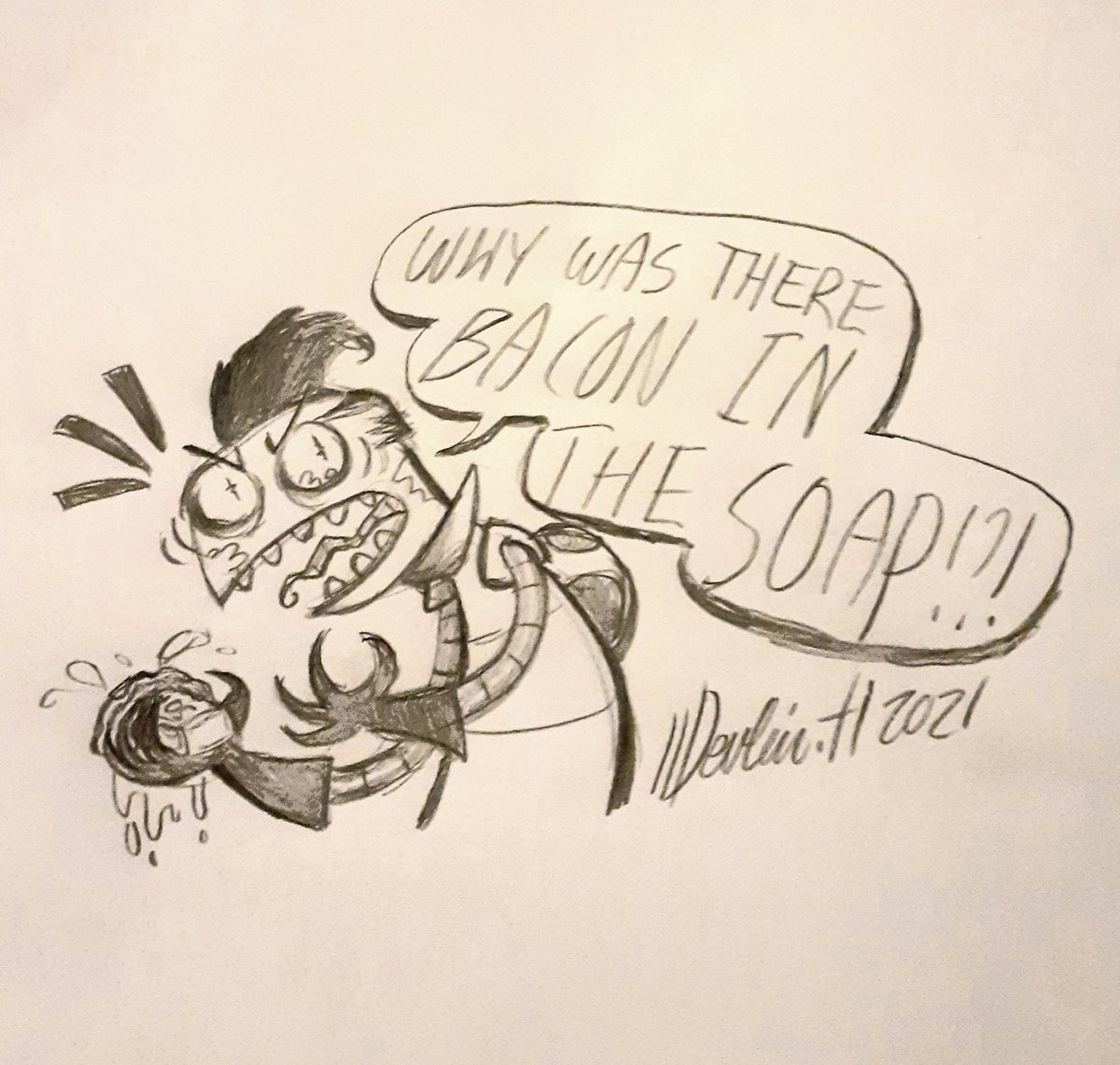 OfDevlin's tweet photo. SOAP
.
.
.
.
.
#InvaderZim #zim #irken #invader #fanart #soap #bacon #Scream #alien https://t.co/D9woKMMyaZ