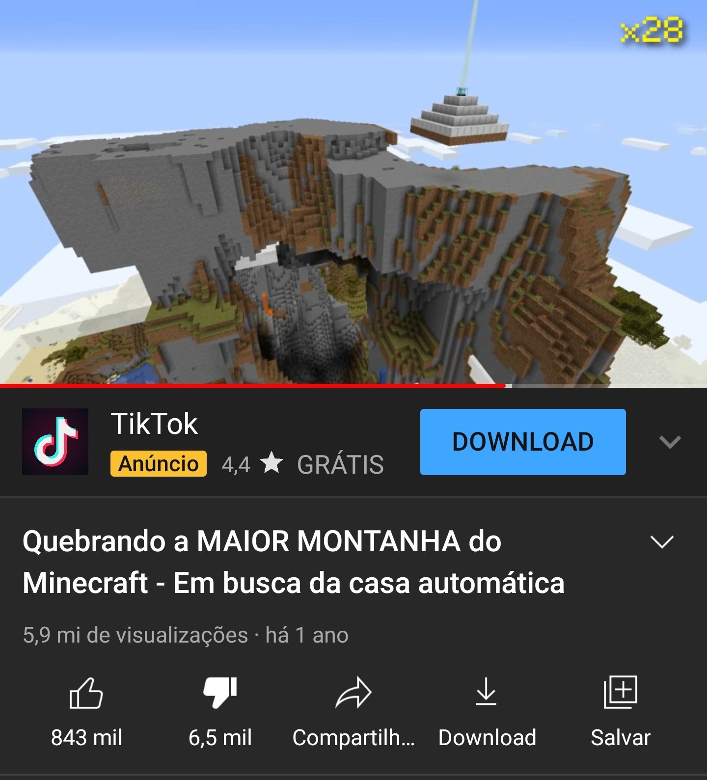 Quebrando a MAIOR MONTANHA do Minecraft Em busca da casa