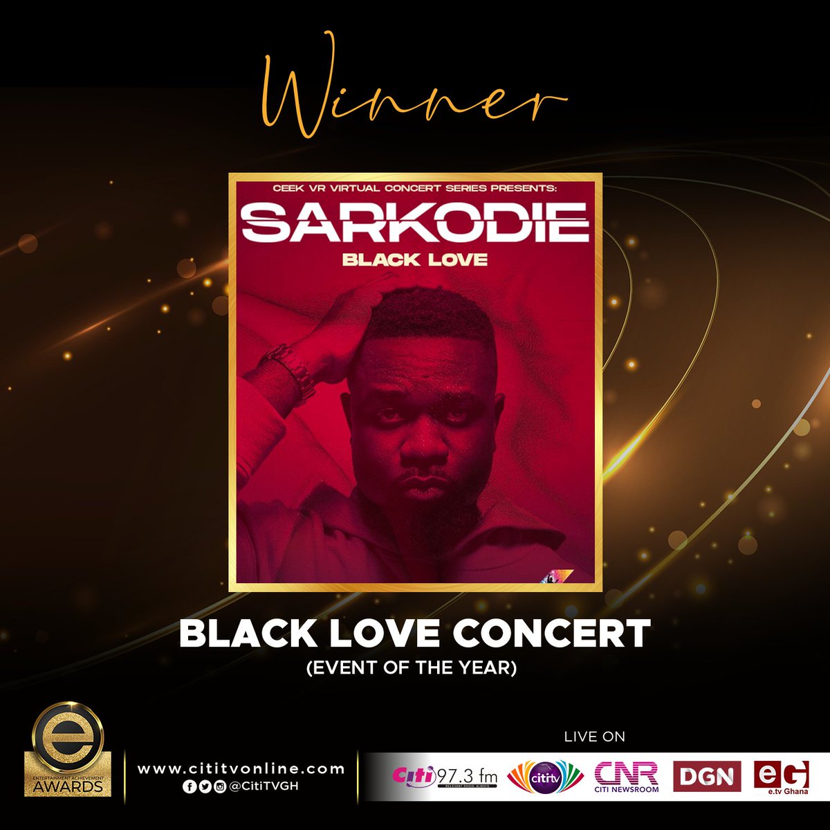 The 'Black Love Concert' is the highest tonight!

Congrats to <a href="/sarkodie/">Sarkodie</a> for the Event of the Year award.

#EAAwards