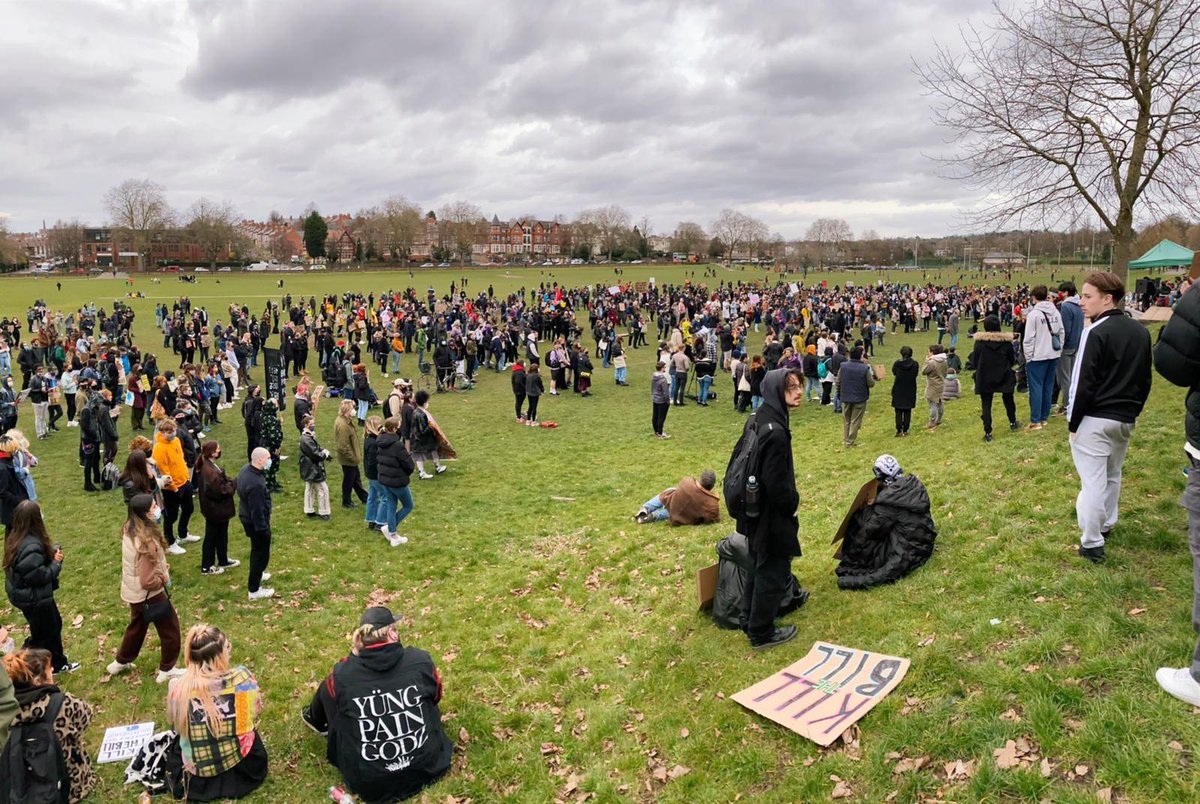 NadiaWhittomeMP's tweet photo. Very proud of Nottingham today. Hundreds gathered to protest against male violence and the authoritarian #PolicingBill. 

We will not be silenced ✊🏽

#ReclaimTheseStreets #KillTheBill https://t.co/tBi2XYmeuc