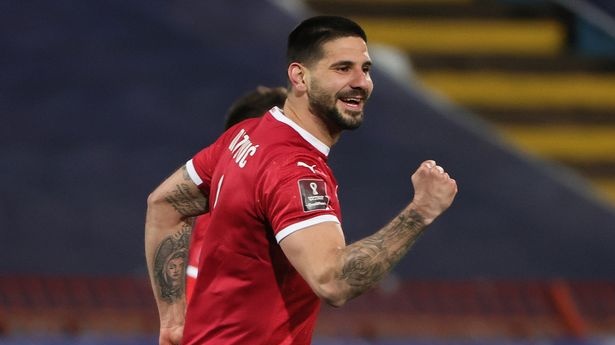 MarkovicNeb's tweet photo. Aleksandar Mitrović is now the record goalscorer in the history of Serbia/Serbia &amp; Montenegro/Yugoslavia with 39 goals.

History made against Portugal, Serbia pull one back 25 seconds into the second half: 1-2. #SRBPOR #WorldCupQualifiers https://t.co/dfKCAN5yMV