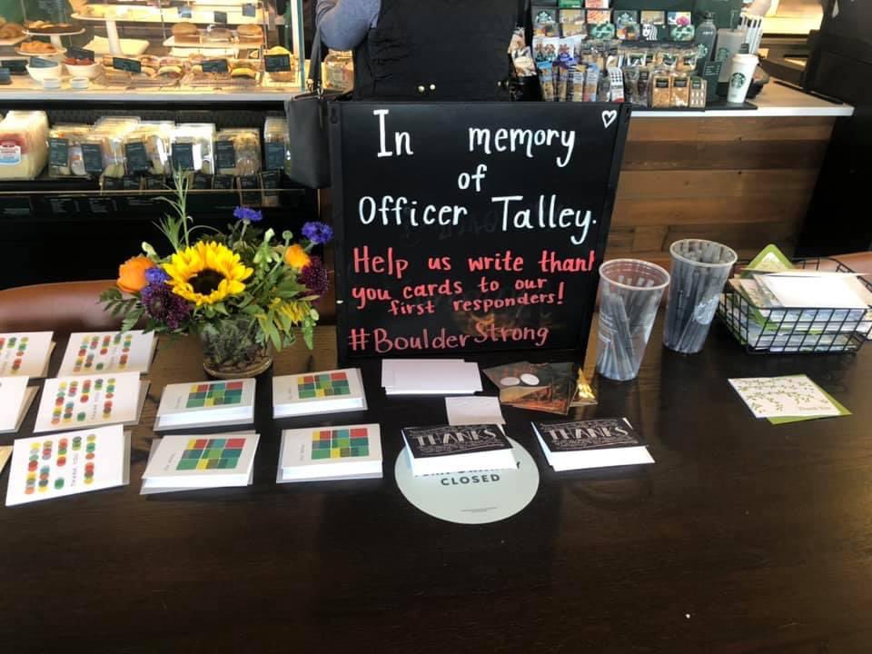 debtakahara's tweet photo. Seen at the @Starbucks at 30th and Arapahoe in Boulder: #thankyou #supporttheshield @KDVR @kwgn 📷: @COFallenHero https://t.co/EFvVXKPoWf