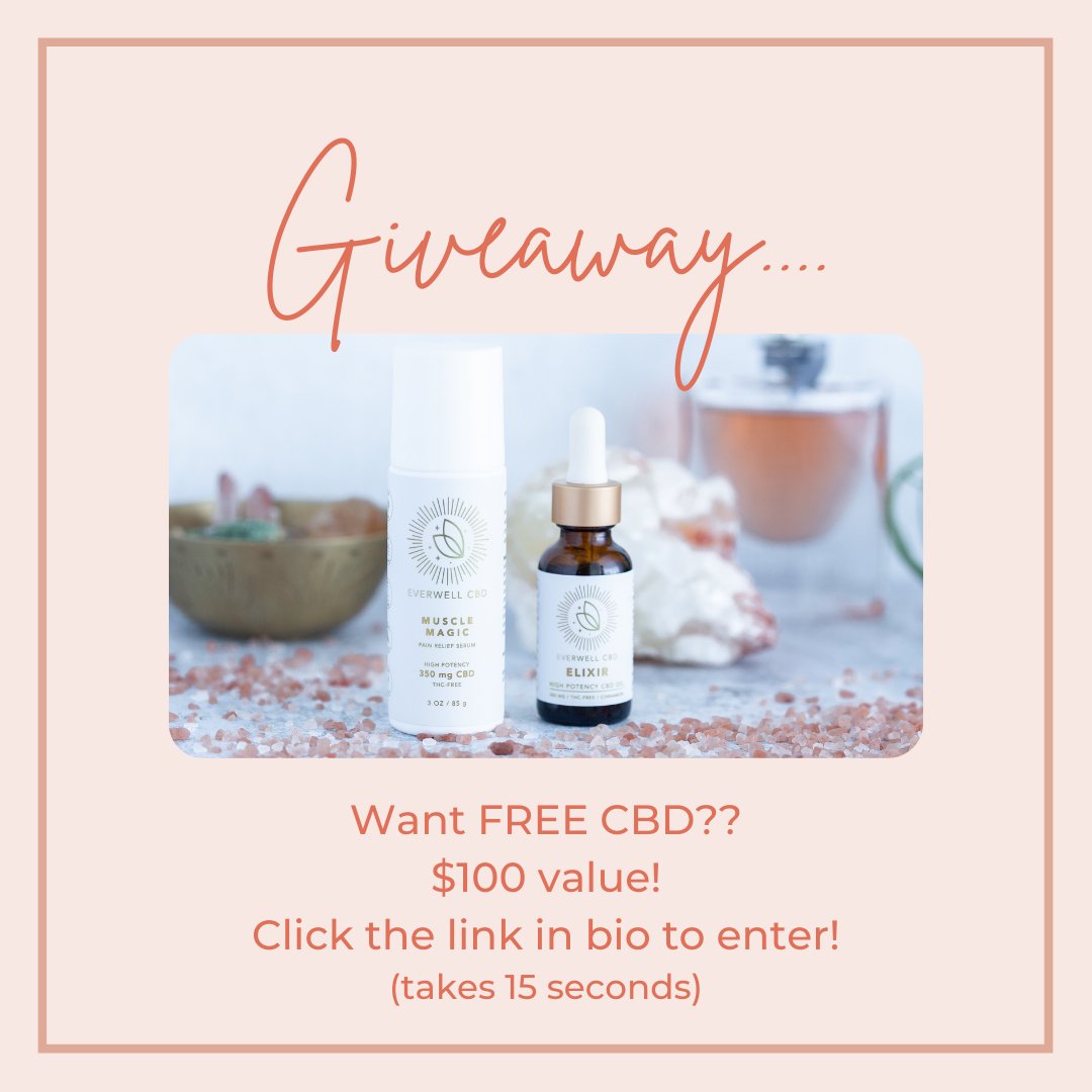 everwellcbd's tweet photo. Who doesn't want FREE CBD? Click to win Everwell's Muscle Magic and Elixir. Refer a friend and gain extra entries. Follow us on social and gain even more entries!

https://t.co/3cwqUQibOY

#cbdgiveaway  #giveaway #freecdb #cbd   #tryeverwell   #entertowin #giveaways https://t.co/GFOf3xToZ6