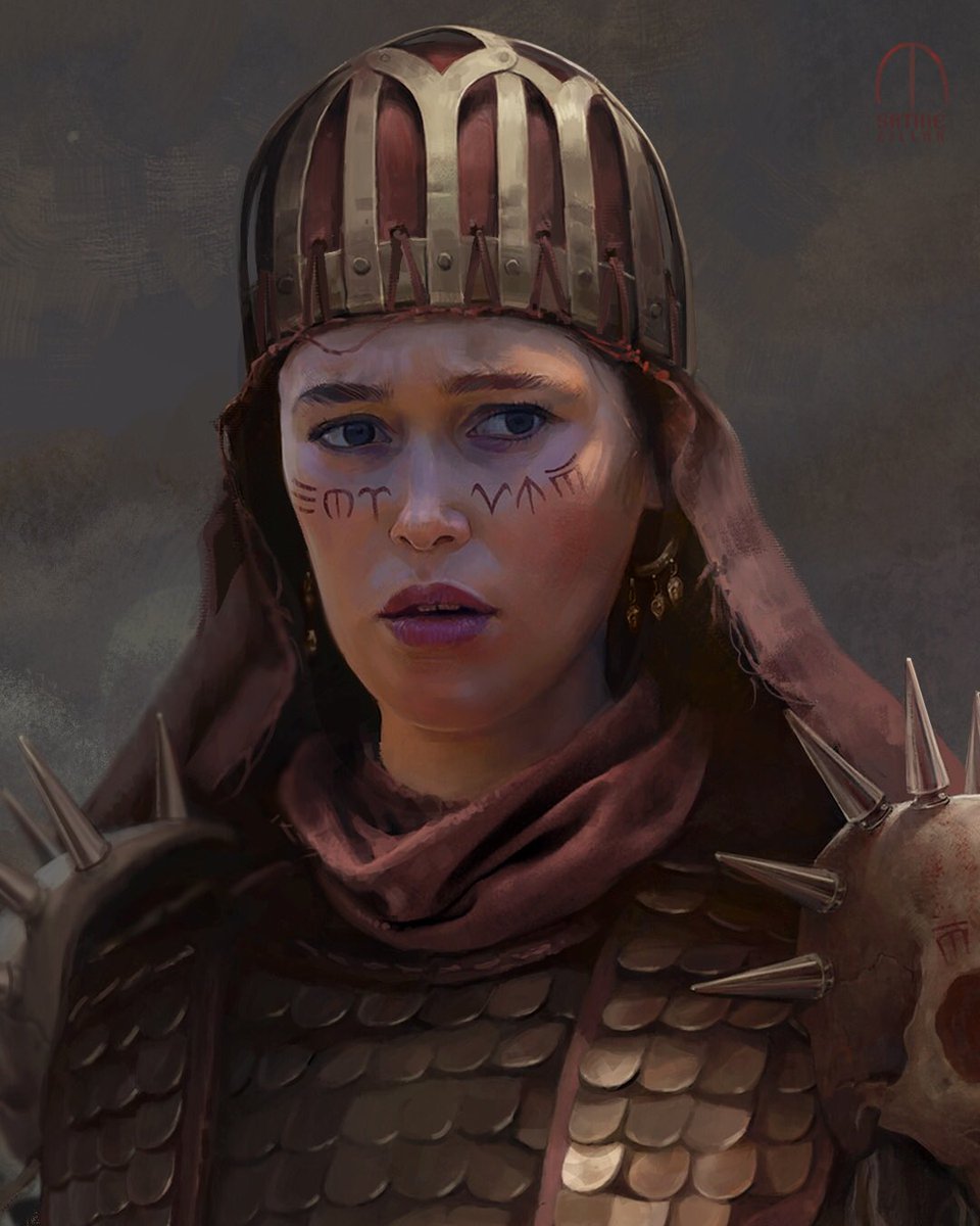 Satine_Zillah's tweet photo. ⚔️Tamga marks- tamga was normally the emblem of particular tribe, clan or familly.
⚔️Scale armor- often used by sarmatians
⚔️Skeleton helmet- this one was inspired by real sarmatian helmet from 2nd BC. @DebnamCarey #warriorcomicbook https://t.co/vy4Kmz56EA