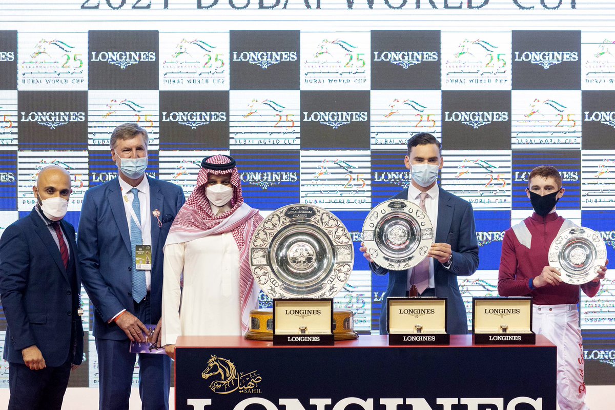sahilhorse's tweet photo. #Mishriff 🇦🇪🏆🇸🇦
" مشرف " للأمير عبد الرحمن بن عبدالله الفيصل يواصل كتابة التاريخ ويحرز لقب دبي #شيما_كلاسيك عقب انقضاضه المثير على منافسيه وتحقيقه للمركز الأول خلال سباق G1 الذي امتد لمسافة 2410 متر في المضمار العشبي
مراسم التتويج بعد الشوط
#DubaiWorldCup 
#كاس_دبي_العالمي https://t.co/toyyUVbiRS