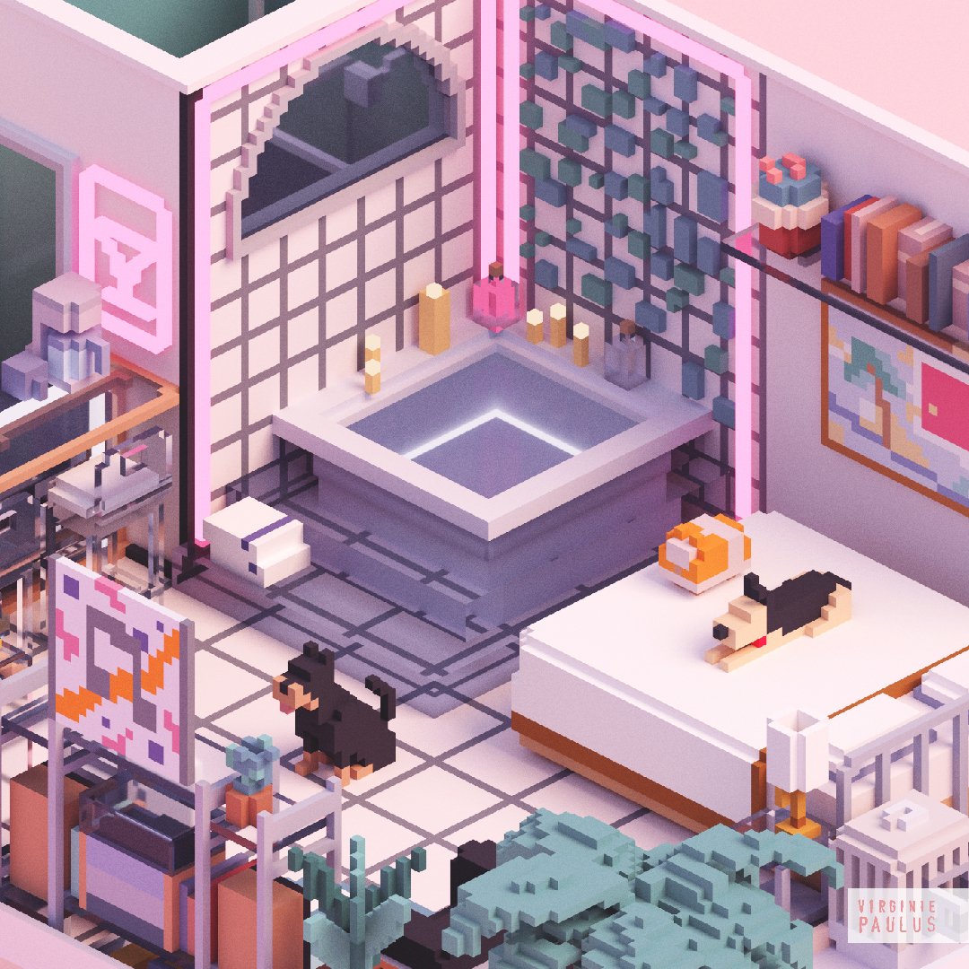 Virginie_Paulus's tweet photo. Room 15
90s mood, neon and ivy, only for the cool kid
(Flamingo motel is way longer than expected @_@ I want to show you my other projects !)
#magicavoxel #voxel #isometric #square #cubedesign #retro #interiordesign #90s #80s https://t.co/Yzy5iCOM2y