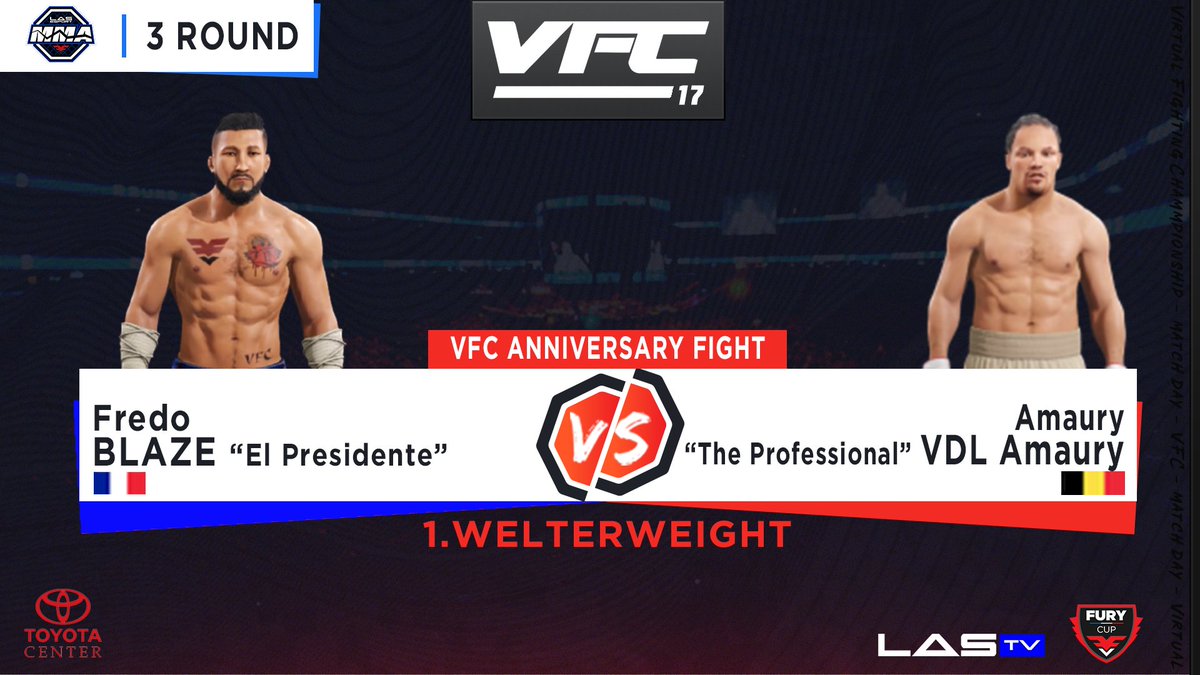 FuryVS_'s tweet photo. #VFC17 - ET OUI !!! Ce sont nos deux casters qui vont s'affronter ce soir, pour une revanche sans pitié à l'occasion de l'anniversaire de notre président !!

#MMA - 3 round - Jouer par l'IA - 22h
🔵🇫🇷 @Fredo_Blaze  "El Presidente"
🆚
🔴🇧🇪 Amaury VDL "The Professional"

#UFC4 #VFC https://t.co/8sMp6Hi8vu