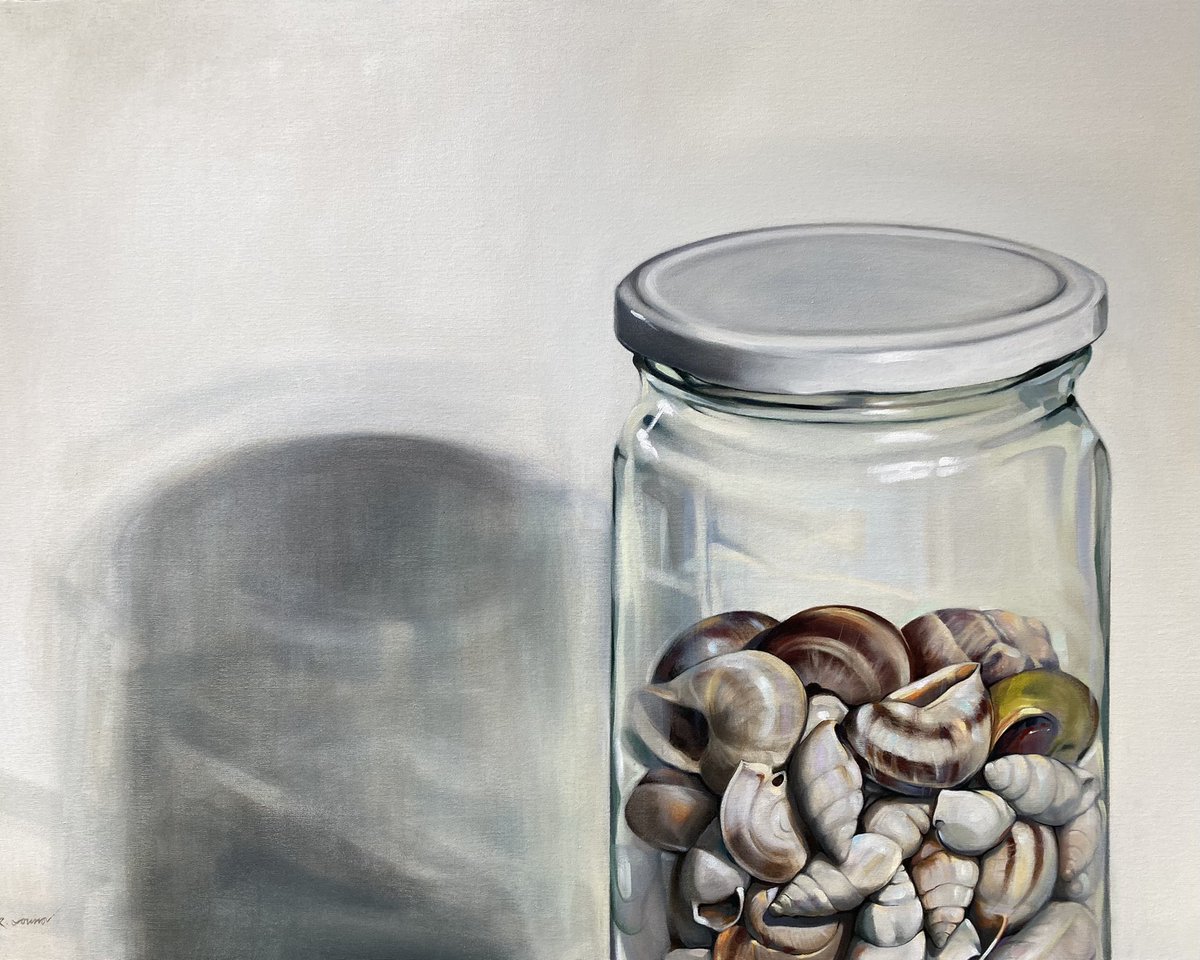 RamonJounou's tweet photo. #cargols #cargolines #pot #olisobretela #oiloncanvas #oilpainting #figurativepainting #realisticpainting #40p #100x73cms https://t.co/Kaozlsmfpf