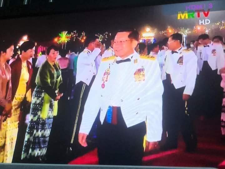 WinThway's tweet photo. @YourAnonCentral #Myanmar Military generals are celebrating Armed Forces Day after they just killed at least 50 innocent unarmed citizens today.  
#dayofshame
#WhatsHappeningInMyanmar 
#March27Coup https://t.co/16bQcGT5cv
