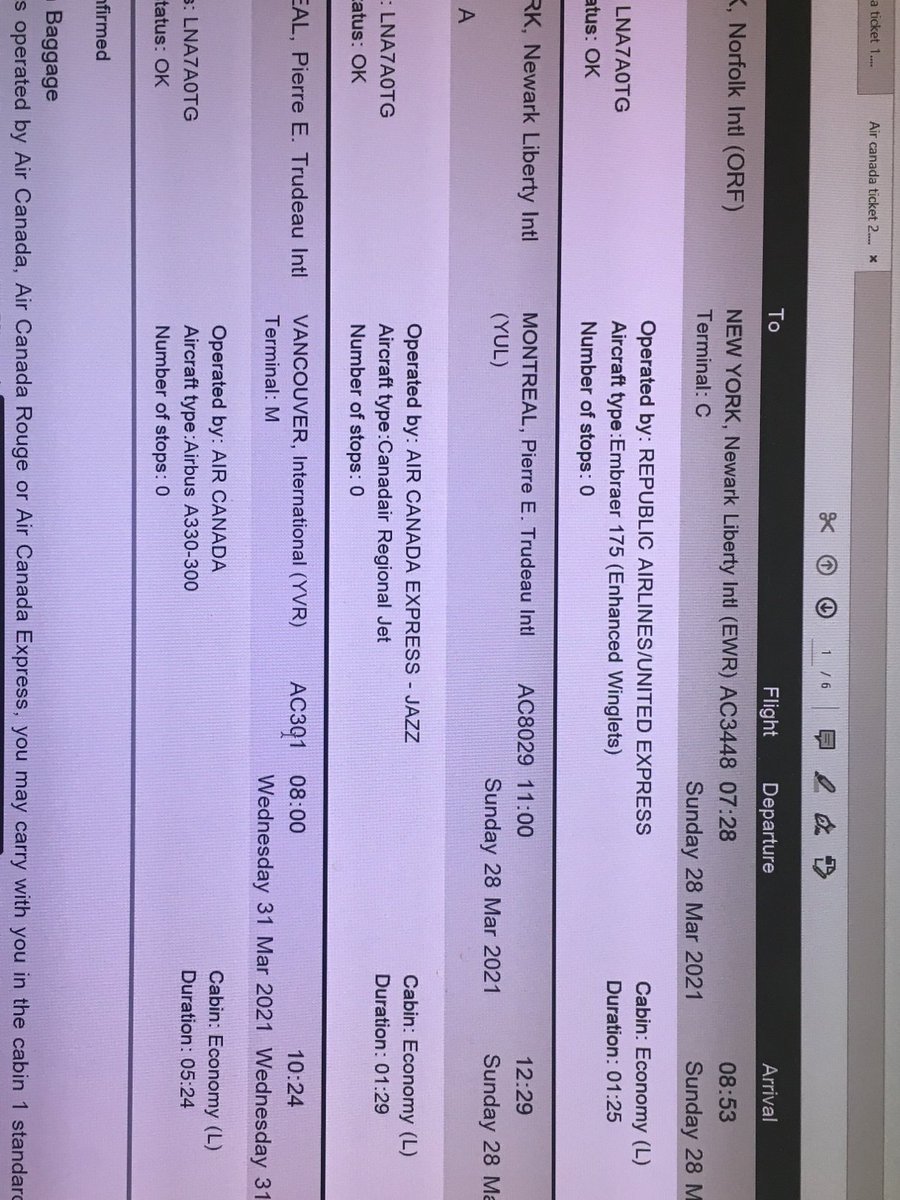 I booked a ticket <a href="/AirCanada/">Air Canada</a>. Email confirmation shows that I will be in Vancouver on 28th March. I reserved a hotel in Vancouver. Then I saw another attachment it shows I have to be in Montreal for three nights. I lost. <a href="/JustinTrudeau/">Justin Trudeau</a>