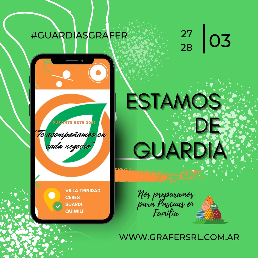 grafer_srl's tweet photo. 🅖🅤🅐🅡🅓🅘🅐🅢 🅖🅡🅐🅕🅔🅡
Sólo tienes que llamarnos
📲🙋🏼♂️🙋🏻♀️
#Grafer 🌱 #GlobalAgro 🌎
#FinDeSemana #GuardiasGrafer
@Syngenta_ar
@NKSemillas @PumaEnergyArg
@WTeloni https://t.co/3Sm01sUuGg