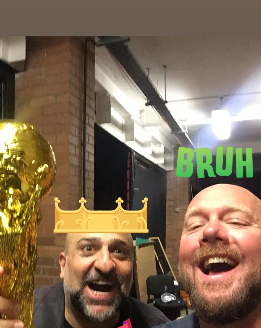 Absolute scenes as <a href="/omid9/">Omid Djalili</a> and I go out of the blocks way too early celebrating <a href="/HerefordFC/">HerefordFC</a> getting to the <a href="/TheFATrophy/">FA Trophy</a> final. COYW! Well done lads. 
#fatrophy #stockimage