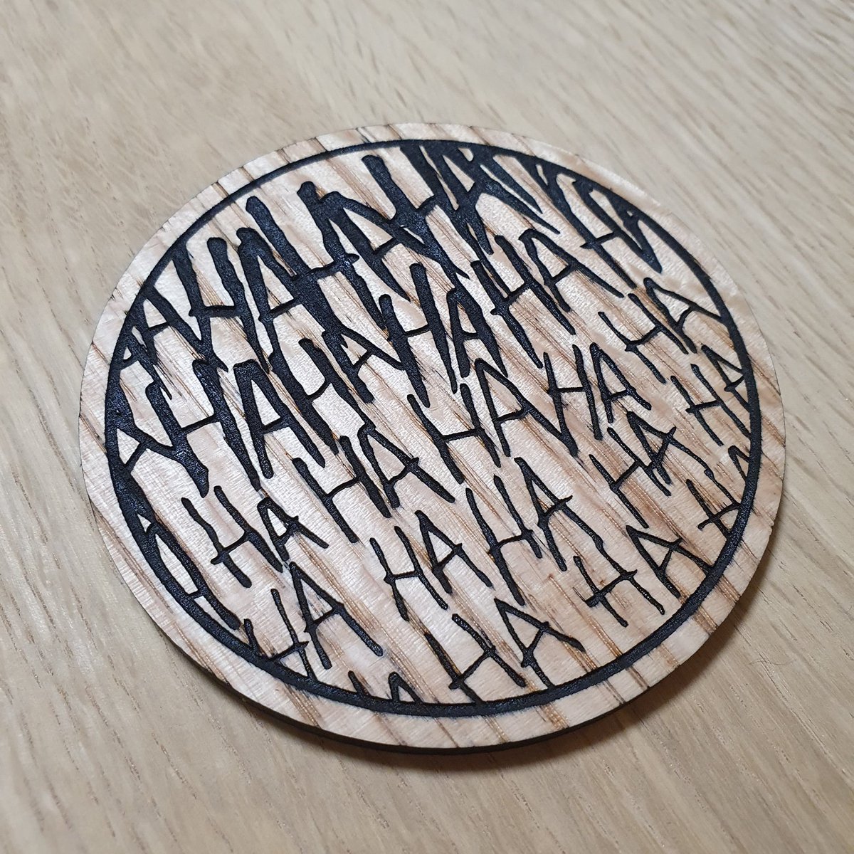 _Cutlight's tweet image. Excited to share the latest addition to our #etsy shop: Laser cut wooden coaster. DC Joker. Laughter HAHA - Unique Gift lasercut #snydercut #housewarming #beermat etsy.me/3u107xS