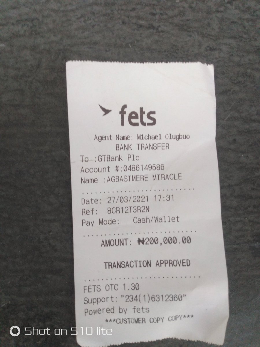 DirectorMike5's tweet photo. That's the slip of payment transfer slip @fetswallet 
@gtbank_help 
@gtbank https://t.co/o7nN4I8zkn
