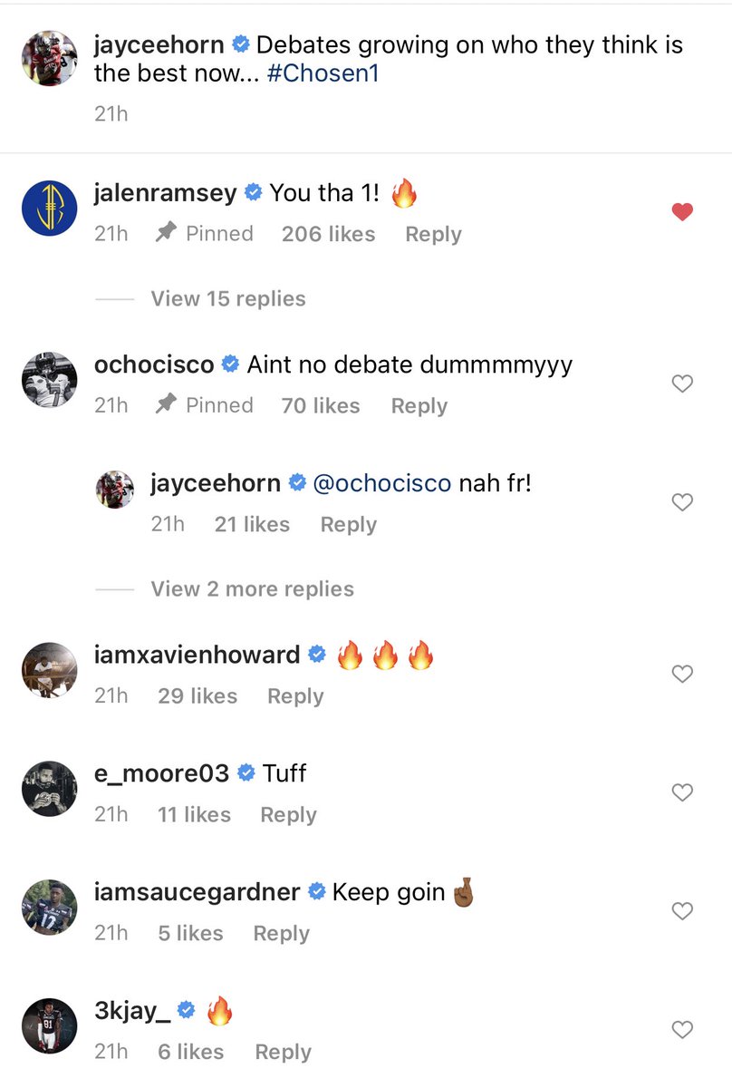 culoading's tweet photo. Is Jaycee Horn CB1? @jalenramsey certainly thinks so. Does he fit with the #Chargers? 👀

@jayceehorn_10 has met with the team and @DerwinJames, and was recruited by DB coach Ainsley in HS. HC Brandon Staley thrived with Ramsey on the Rams. Several connection points. #BoltUp https://t.co/chNYpFF9ZA