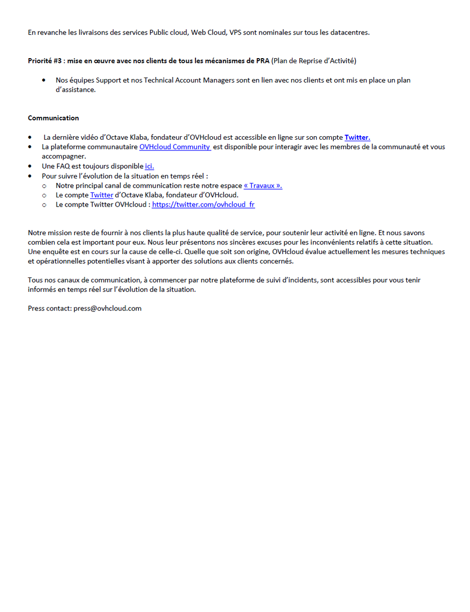 27-03-2021 - Datacentre de Strasbourg

➡️ Suivi de la situation: ovh.com/fr/news/presse… 

➡️ Notre FAQ à votre disposition: help.ovhcloud.com/fr/faq/strasbo…