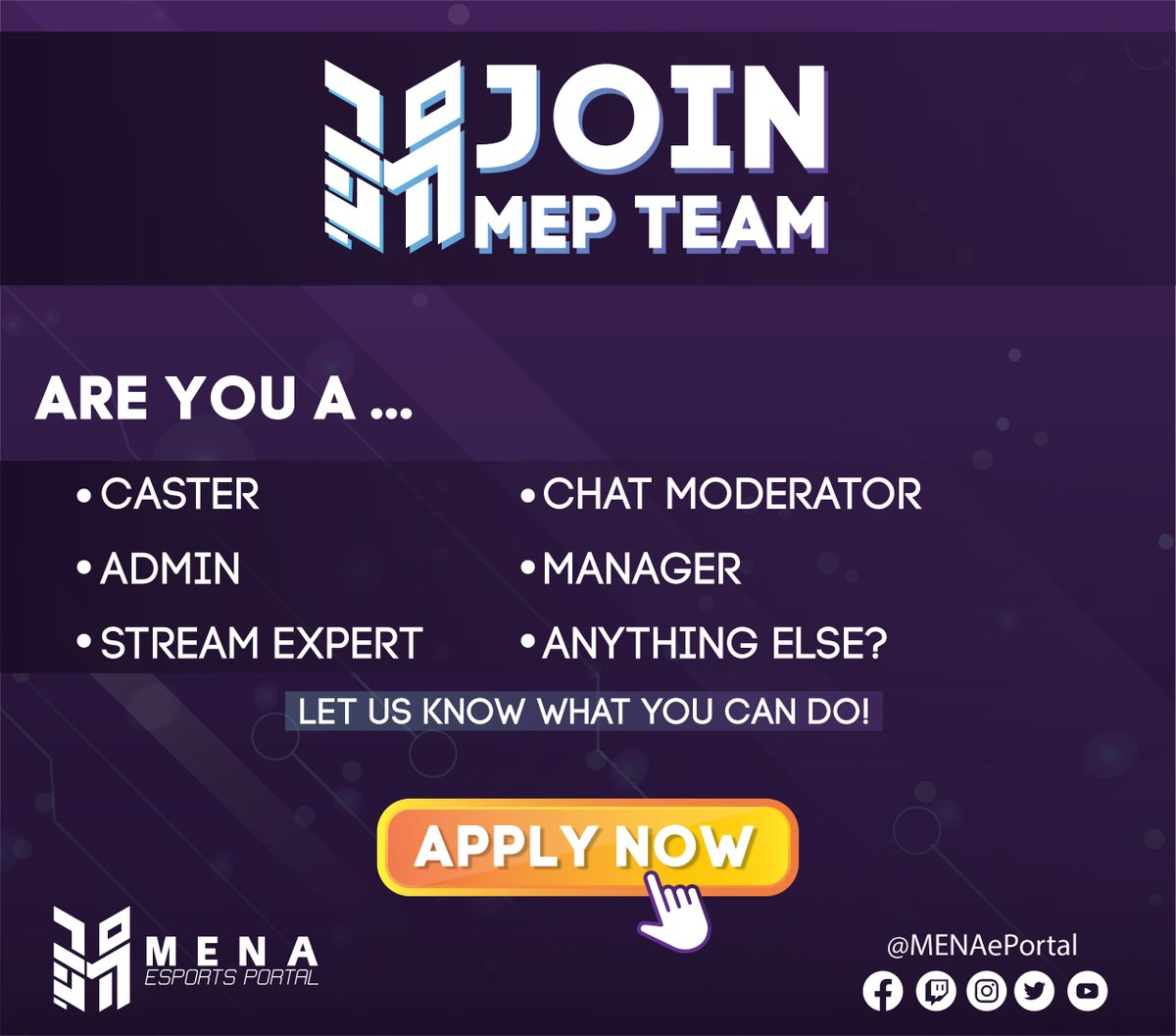MENAePortal's tweet photo. No matter what you can do, there is a place for you!
👉https://t.co/3YJb1mfHNs

*only accepting a limited number of applicants for now*
#MEP #RainbowSixSiege https://t.co/B2r18xudoA