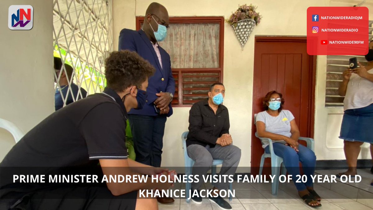 NationwideRadio's tweet photo. JUST IN: Prime Minister @andrewholnessjm in conversation moments ago with the mother &amp; other relatives of 20 year old Khanice Jackson who was found murdered yesterday.

The PM &amp; DCP in Charge of Crime, Fitz Bailey, met with Khanice's relatives.

https://t.co/VcrCJhhR1V https://t.co/f6wkBnEjNd