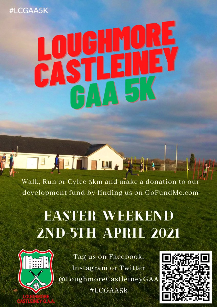 Loughmore_Gaa's tweet photo. Reminder, 20% of donations made this weekend before 1pm Sunday will be donated to @IrishCancerSoc in conjunction with Daffodil Day. All support greatly appreciated!

You can support us 👉🏼 https://t.co/ML19MTrkeh 🟢🔴 #LCGAA5K https://t.co/ZRfrkpgWxe