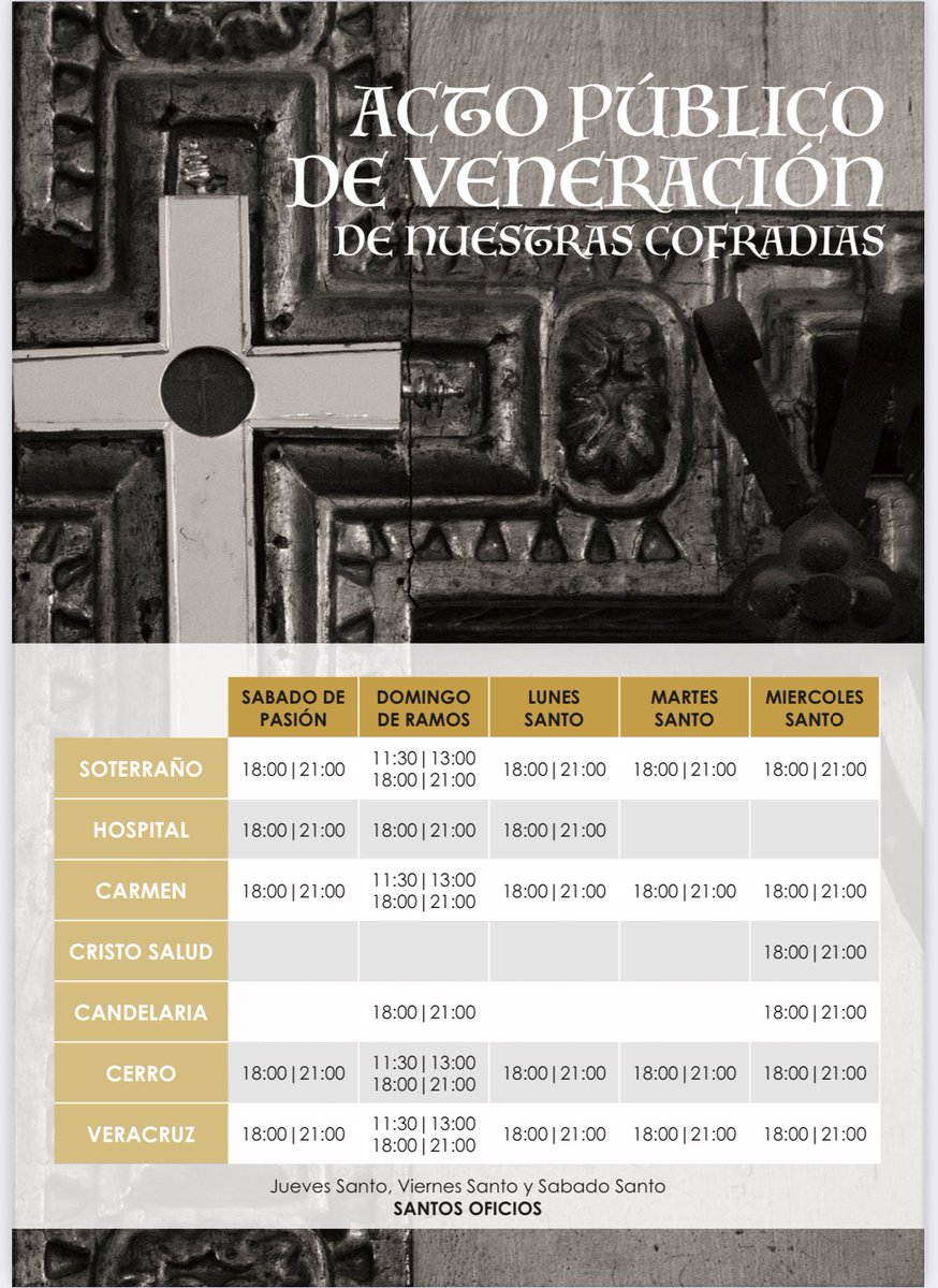 del monte Gólgota para su posterior crucifixión. 

➡️ Desde estas líneas agradecer la colaboración de Eduardo Reina Sotomayor y de Ricardo Llamas León además de la profesionalidad de Flores del Patio. 

📅⌚️El horario de visita se adjunta en fotografía.