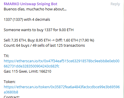 why am i posting about $MARKO? i love their sniping bots @ t.me/marko_finance. my honest opinion? i am interetsed to see how we can make the bots work for us <a href="/MarkoFinance/">marko_finance</a>. might be consolidating a few of my follows into this one. let's see.