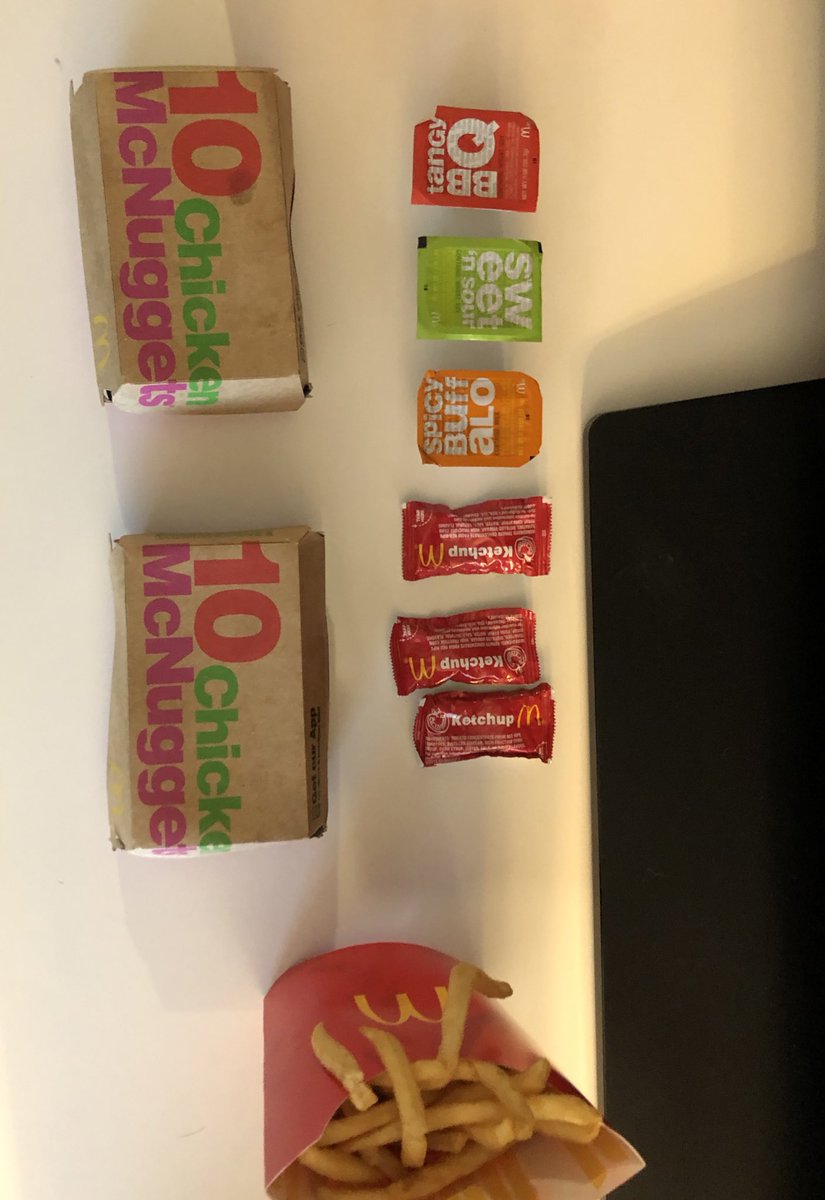 Maddoggiee's tweet photo. Did we need this many sauces? No.
Were we disappointed by @McDonalds sauce allocation? Yes. 
Did we fall asleep before it got to us? Yes. https://t.co/QbQKTQrUhZ