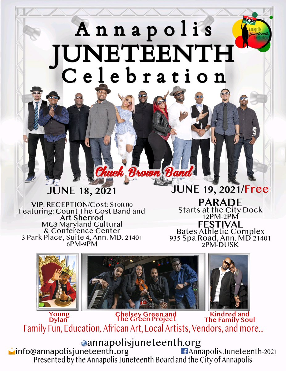 AnnapolisParade's tweet photo. Annapolis are you ready? We are so excited to to share with you The Annapolis Juneteenth Celebration!!! Follow us for future updates. @chuckbrowndc @YoungDylan @GreenProjectTGP @Kindredthefam https://t.co/OCtMSrxIle