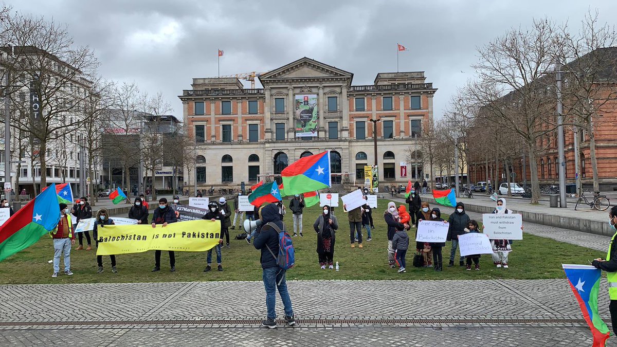 freebalochmovt's tweet photo. Today Baloch activists in #Germany’s #Bremen city organised a protest march and a demonstration to inform German people about Balochistan’s illegal occupation. Now Free Balochistan Movement activists are also running a Twitter campaign #PakistanQuitBalochistan. https://t.co/mlSqVVMmro
